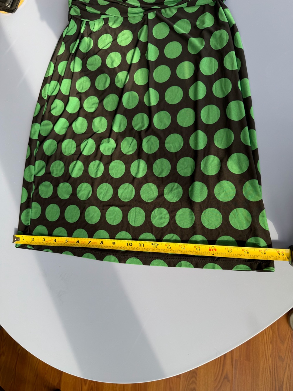 INC International Concepts Black Midi Dress with Green Polka Dots - Picture 8 of 9